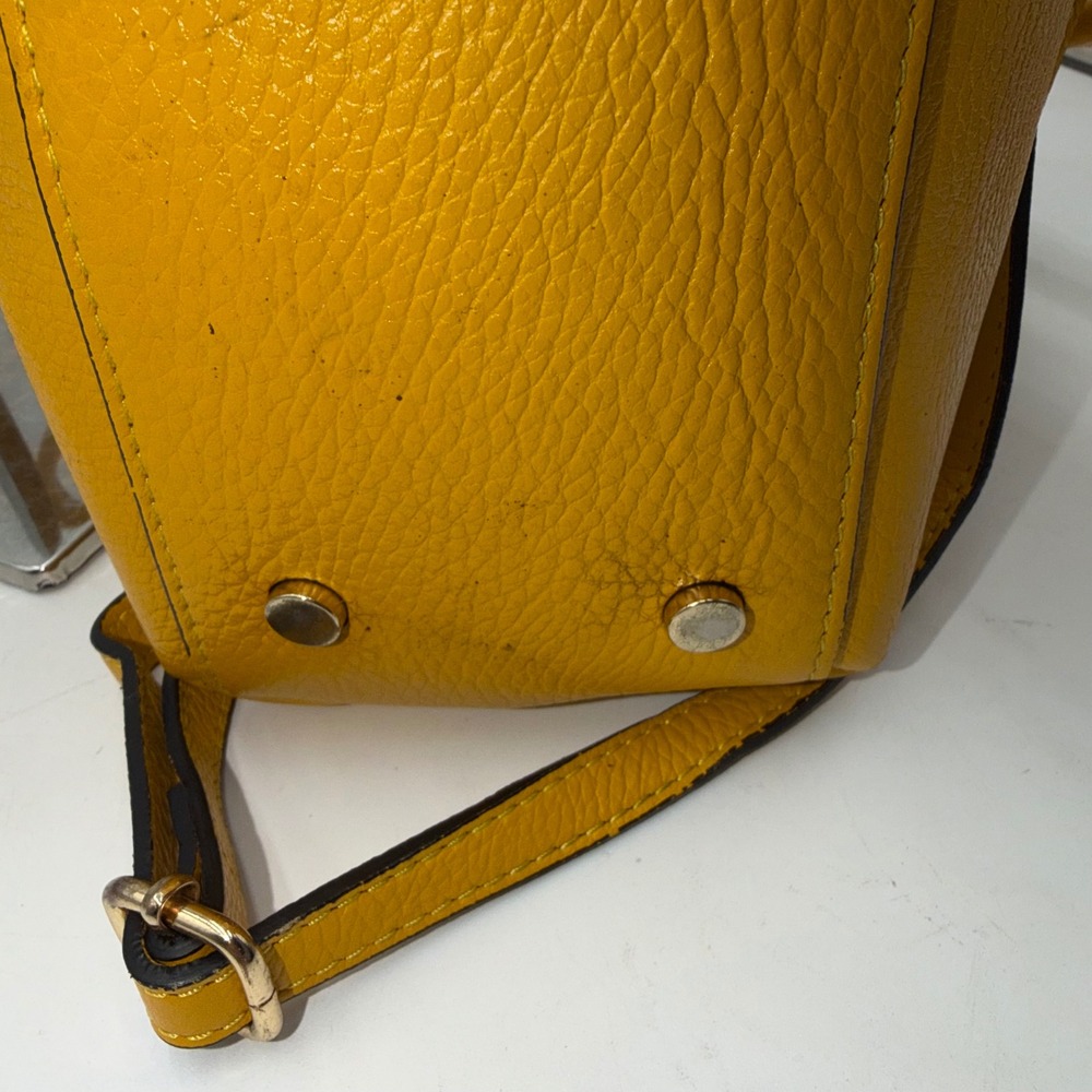 Luana Ferracuti Yellow Pebbled Leather Satchel Bag Made in Italy Crossbody - Picture 10 of 13